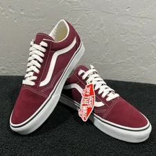 VANS OLD SKOOL Burgundy Suede Lace-Up Skateboard Sneakers Men Sz 9 - NEW