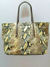 Sondra Roberts Snakeskin Embossed Leather Tote Large Purse Black, Gray, Gold