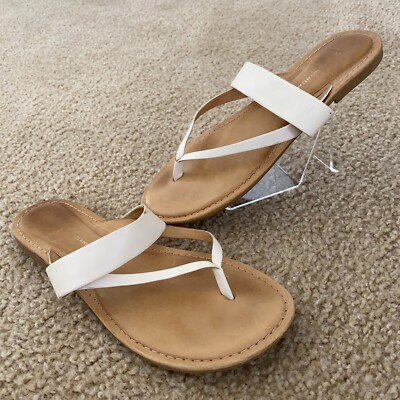 Antonio Melani Womens Lanessa Leather Strappy Flat Sandals Beige Size 10M 