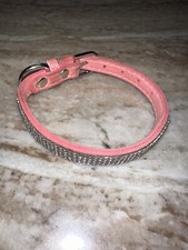 Pink Bling Rhinestone Dog Pet Cat Puppy Suede Collar Crystal Diamonds size S