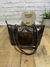 Texas Carpet Baggers Embossed Textured Leather Shoulder Bag Purse Rare Handbag