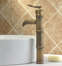 Antique Brass Bamboo Style Bathroom Sink Faucet Waterfall Mixer Tap 2nf025