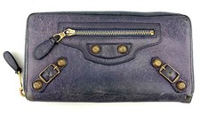 Balenciaga Blue Giant Gold Money Wallet Bifold Leather Authentic Studs