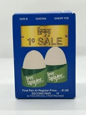 2 Pairs Unopened L'eggs Regular Pantyhose Size B Suntan Sheer Toe Vintage Nylons