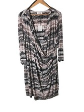 Calvin Klein Dress Women's Size 3X Tan Snake Print Deep V-Neck Midi Plus 26 28