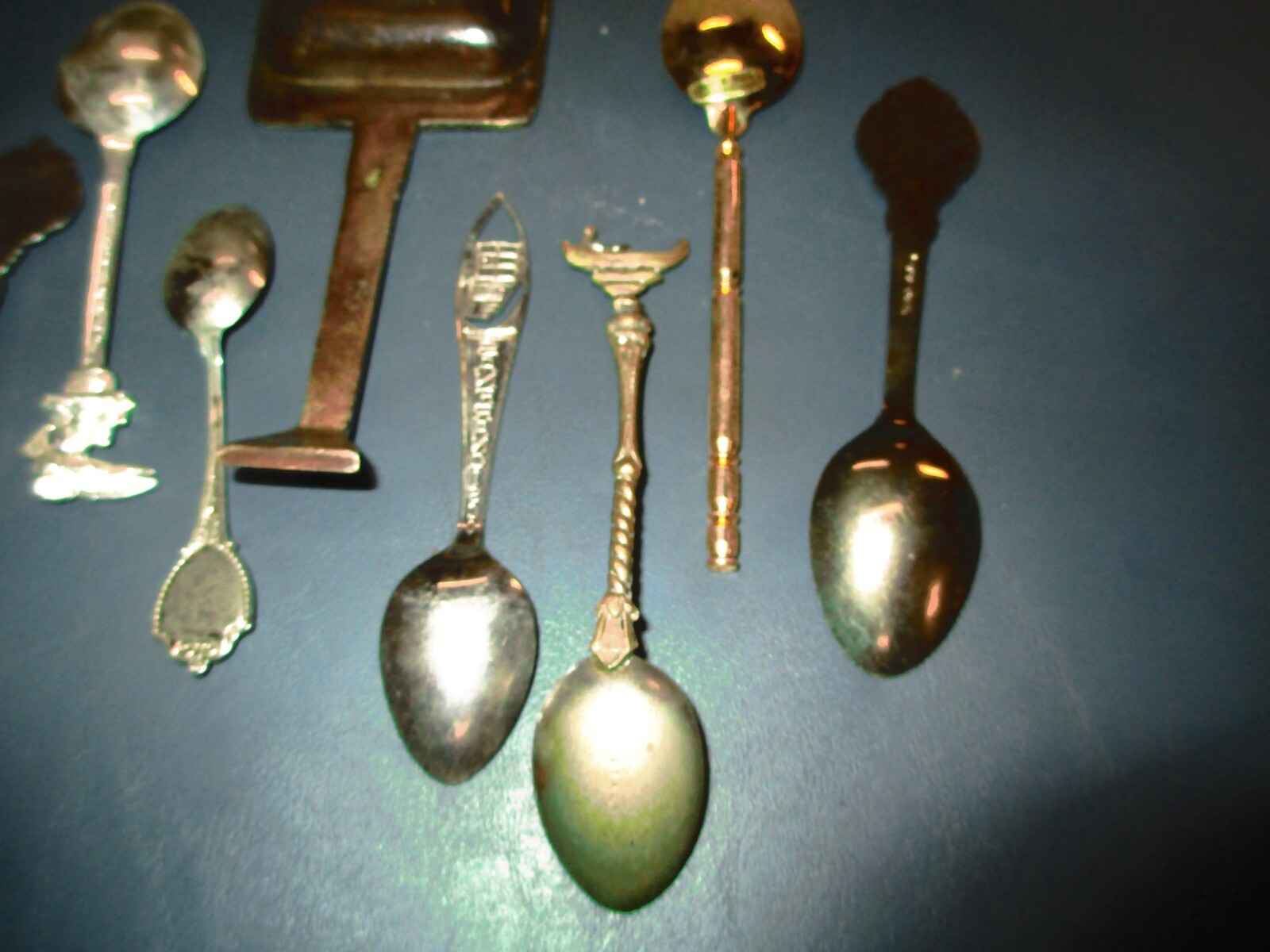 LOT x 9 Mixed Souvenir Spoons Vintage Mixed Metals as shown Collectable