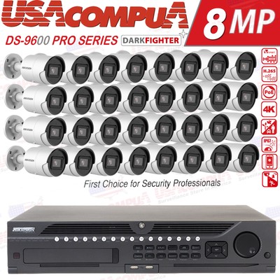 US Hikvision 32CH 12MP IP Security Camera System DS-2CD1347G2-LUF W/Audio Lot