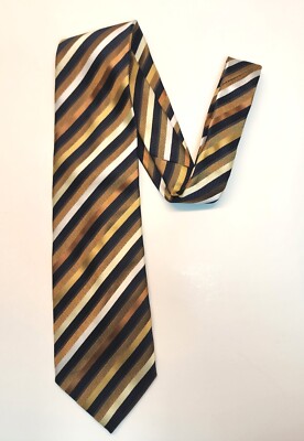 Vintage Bergamo N.Y. Necktie Diagonal Striped Earth Tones *Read Please