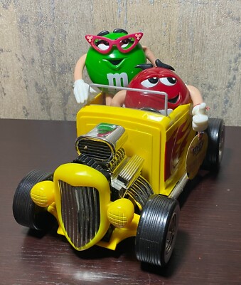 M&M's Rebel Without A Clue Yellow Hot Rod Car Candy Dispenser Red