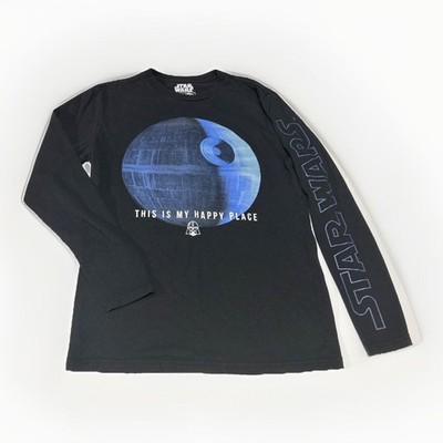 Star Wars Men's Small Black Death Star ''This Is MyHappy Place'' Long Sleeve Shirt