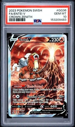 PSA 10 Entei V GG36/GG70 Pokemon Crown Zenith Galarian Gallery Card