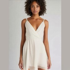 Asos White Cami Wrap Lace Up Back Strappy Mini Dress Size 10 NWT