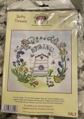 Bothy Threads Cross Stitch Kit ''Spring Time'' Birdhouse Bees Bee Hive Flower XAL3