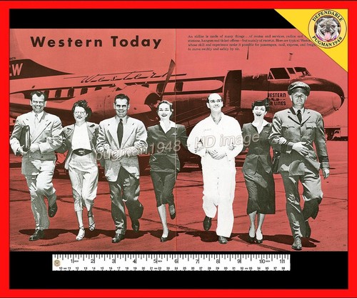 WESTERN AIRLINES 1951 AIRLINE BROCHURE...25th year anniversary celebration