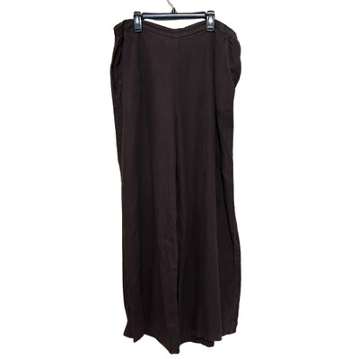 Match Point 100% Linen Wide Leg Pull On Pants Womens XL Chocolate Brown Coastal