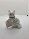 Fenton Signed Iridescent Peridot Birthstone Cat Figurine August With Tag