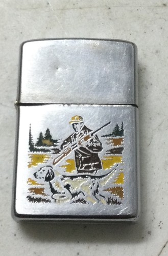 Zippo Standard Lighter 1977 Hunter With Dog Used