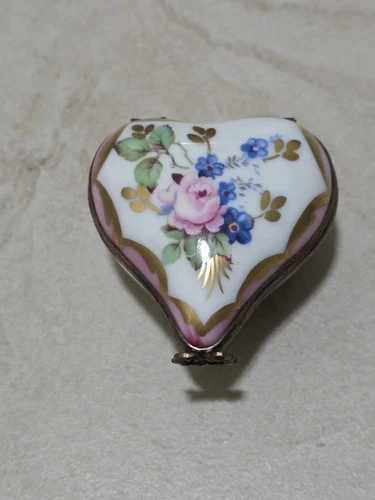 Limoges Porcelain Floral Heart Box Rochard