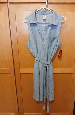 Faded Glory Shirt Dress Womens 2XL Blue Tie Waist Sleeveless Casual  Lightweight | eBay