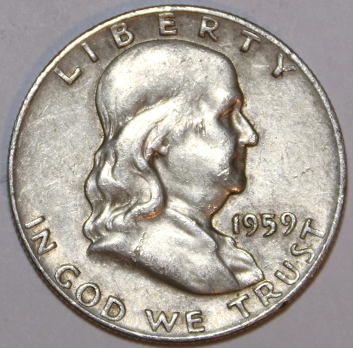 1959-D Franklin Silver Half Dollar - Circulated - Extra Fine - #1108EB