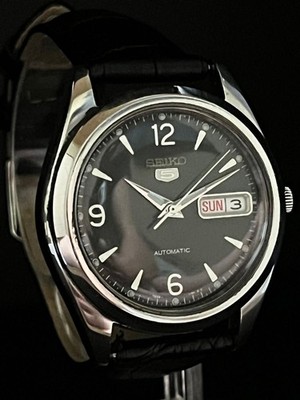 SEIKO 5 Automatic Day Date Black Dial Dome Crystal Men's Watch Case 38mm