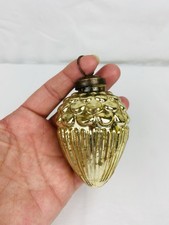VTG Blown Glass Christmas Ornament Gold Pinecone Acorn Fruit Cluster Kugel Style