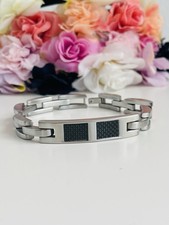 Bracciale Cross Linea Riflessi Di Acciaio Con Elementi In Fibra Di Carbonio