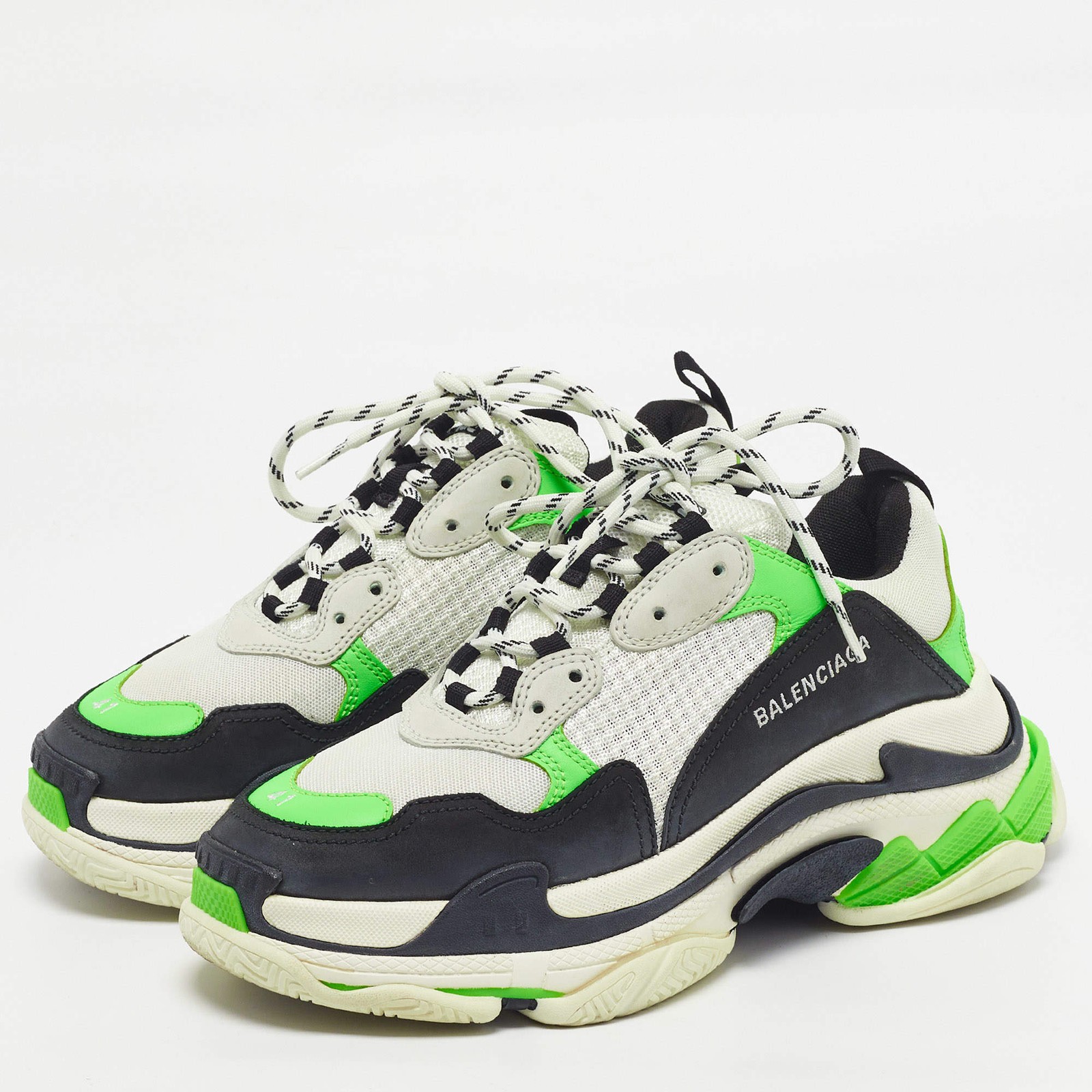 Balenciaga Triple S Size 41 Tricolor Mesh and Nubuck Leather Lace Up Sneakers image 2