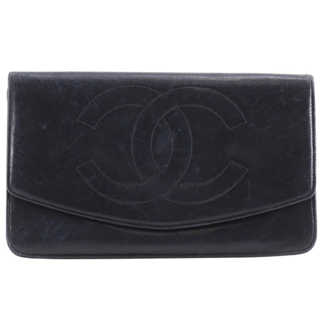 Chanel Vintage Black Lambskin Long Wallet for Women