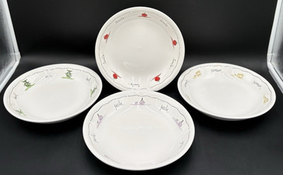 Set 4 Pottery Barn Pasta Bowls Tomato Garlic Basil Parmesan 9 12'' Made Portugal
