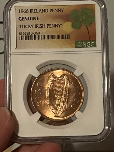1966 Ireland Penny 1p NGC Genuine Lucky Irish Penny Eire