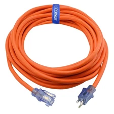 25 Ft Indoor/outdoor Extension Cord Orange Power Indicator Light Water  Weather