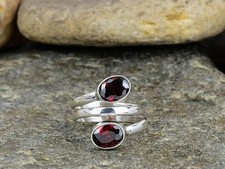Solid 925 Sterling Silver Natural Red Garnet Gemstone Handmade Ring Gift For Her
