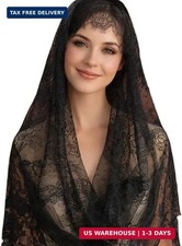 Catholic Mantilla Veil for Church  Latin Mass, Floral Lace Head Covering, Chape