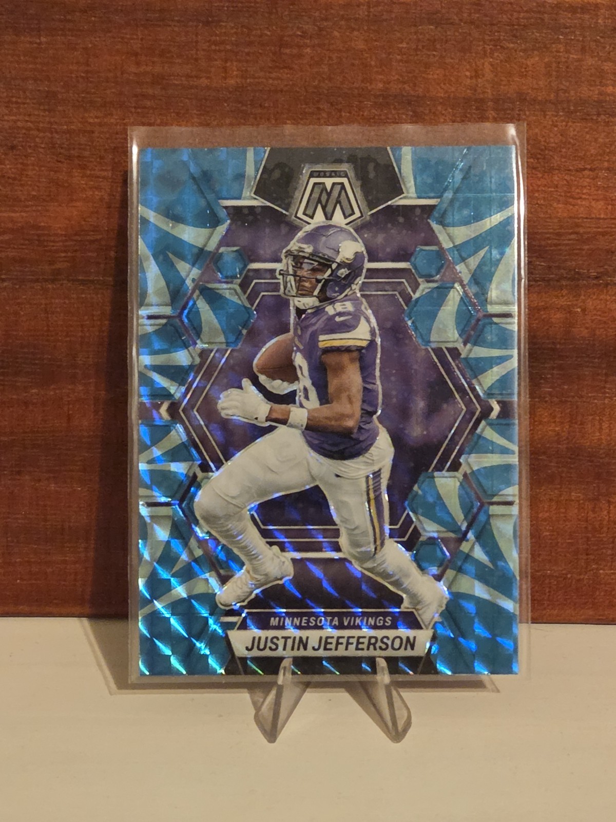 2023 Panini Mosaic Justin Jefferson Reactive Blue Mosaic Prizm #152