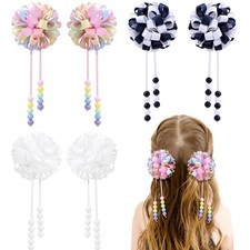 6PCS Hair Bows for Girls, Flower Hair Accessories for Girls Grosgrain Ribbon