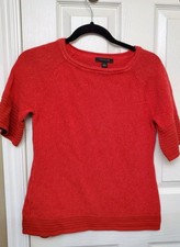 Ann Taylor Red Short Sleeve Sweater Top Women's Size S Cotton Viscose