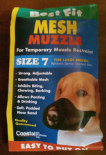 Coastal Mesh Muzzle Dog Size 7 Black Easy to Put on Best Fit Soft Grooming New A