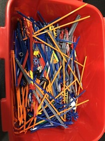 4 1/2 Lbs K&rsquo;NEX Lot W/Red Tub Loaded Various Parts Regular, Micro KNEX Assorted