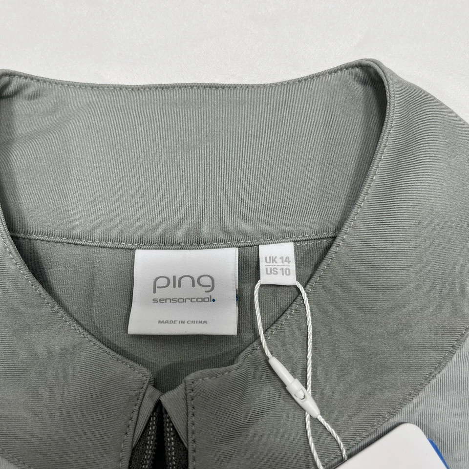 NUEVO CON ETIQUETAS PING Sensor Cool 1/4 Cremallera Gris Ropa Activa Golf Pullover Camisa Para Mujer Talla 10” Foto 4 de 4