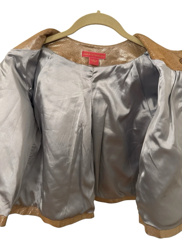 Chaqueta de cuero dorada Charlotte Tarantola-S Foto 4 de 4