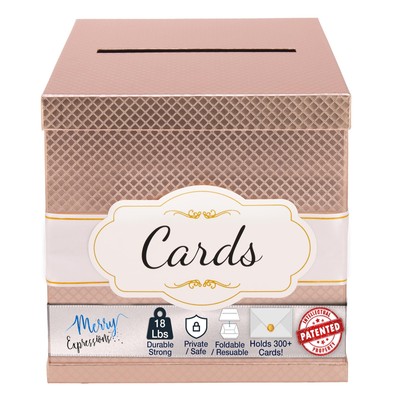 10'' Rose Gold Card Box, Party , Money Gift Box for Wedding Reception, Honeymo...