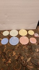 9 Vintage Hazel Atlas Pastel Moderntone Children's Toy Dishes 