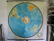 Antarctique Australe ~1960 Carte Murale Scolaire 170x181cm