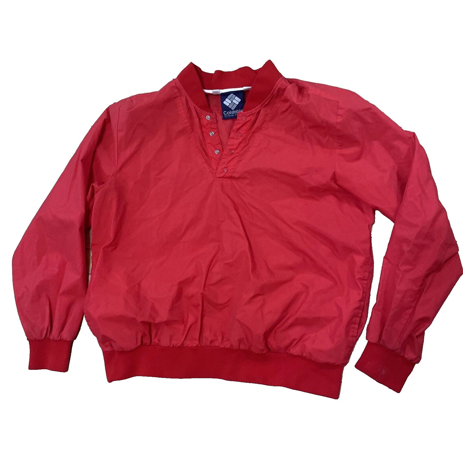COLUMBIA VTG Red Windbreak Grandpa Gorp Outdoor Hike Active Street Nylon Button