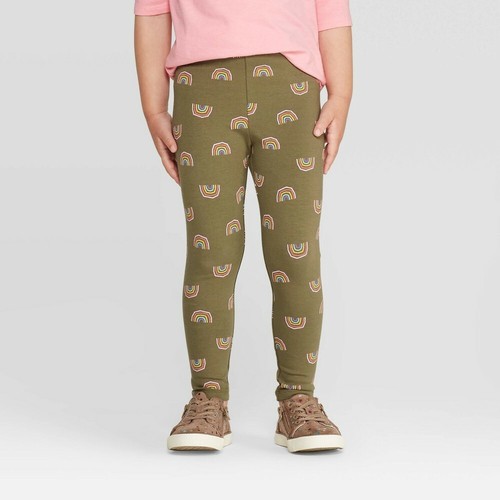 Toddler Girls' Olive Rainbow Leggings 