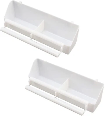 MCAGE Lot of 2 Bird Cage Double Plastic Seed Water Feeder Plastic White Cup - 148