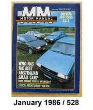 Motor Manual Magazine Jan 1986 Best Small Car Ford Holden Toyota Mazda RX7 Turbo