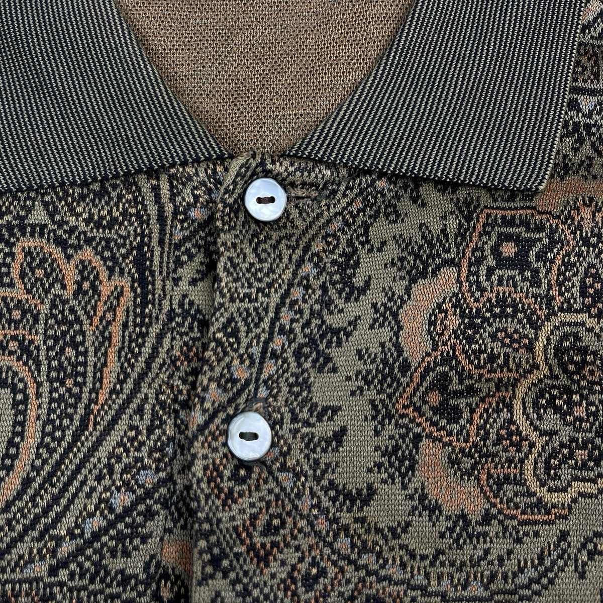 【Burberrys】1990s Paisley Pattern Shirt Vintage 90s Burberry Polo Long Sleeve Shirt Floral Paisley