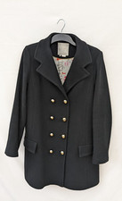 Kate Spade Coat Womens 10 Black Wool Blend Pea Overcoat Military Elegant Classic